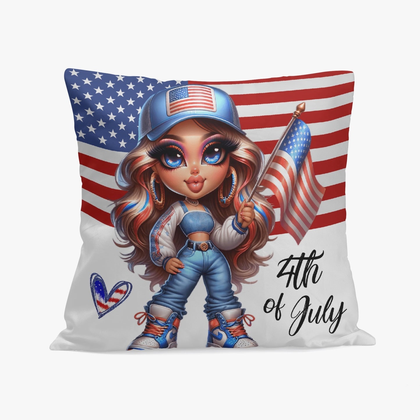 Happy 4th of July All-American Girl Pillow Cover - Kim’s Signature Beauty & Accessories