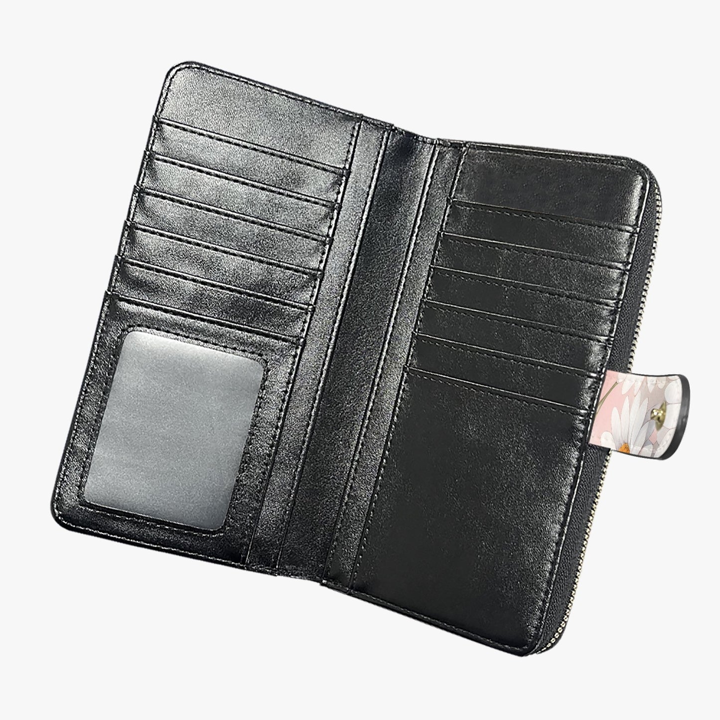 Pink with White Flowers | Long Leather Wallet - Kim’s Signature Beauty & Accessories (Store description)