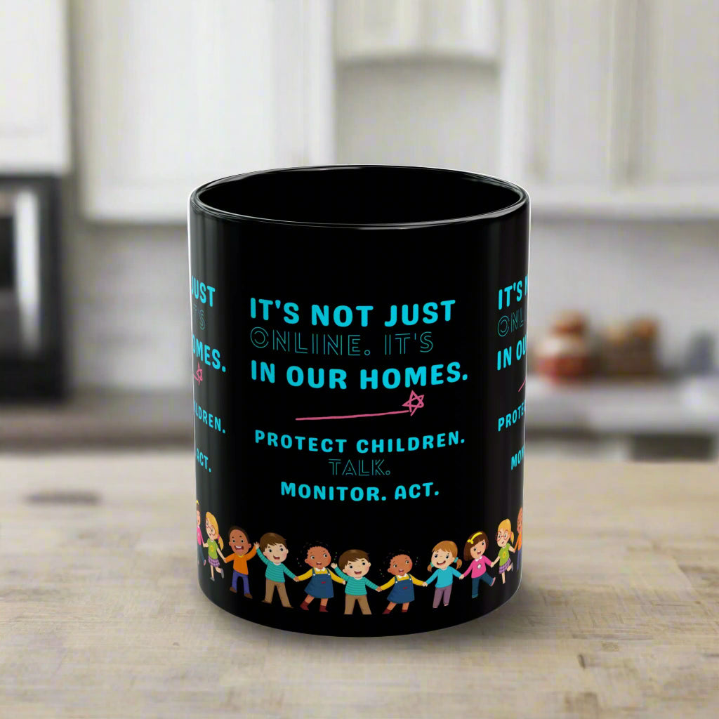 Empowering Black Mug - Protect Children, Monitor, Act - 11oz & 15oz