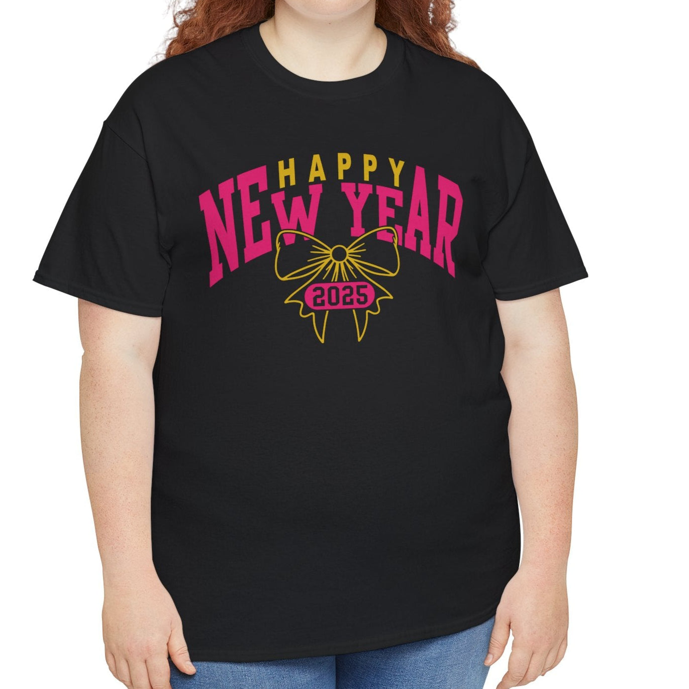 Happy New Year 2025 Bow Cotton Tee - Kim’s Signature Beauty & Accessories (Store description)