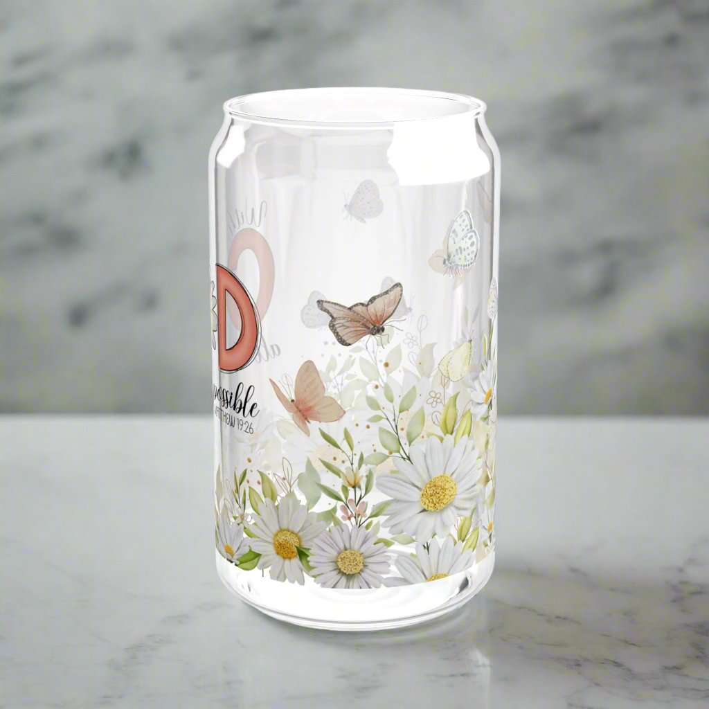 With God, All Things Are Possible Glass Sipper - Kim’s Signature Beauty & Accessories (Store description)