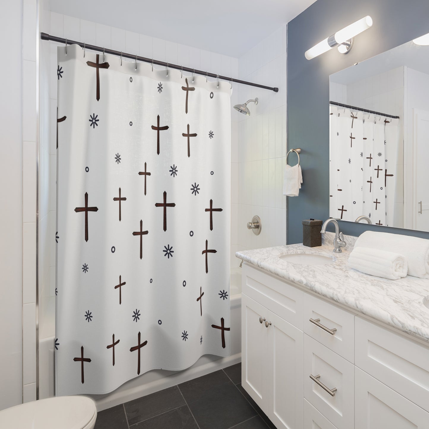 Classic Crosses Shower Curtain - Kim’s Signature Beauty & Accessories (Store description)