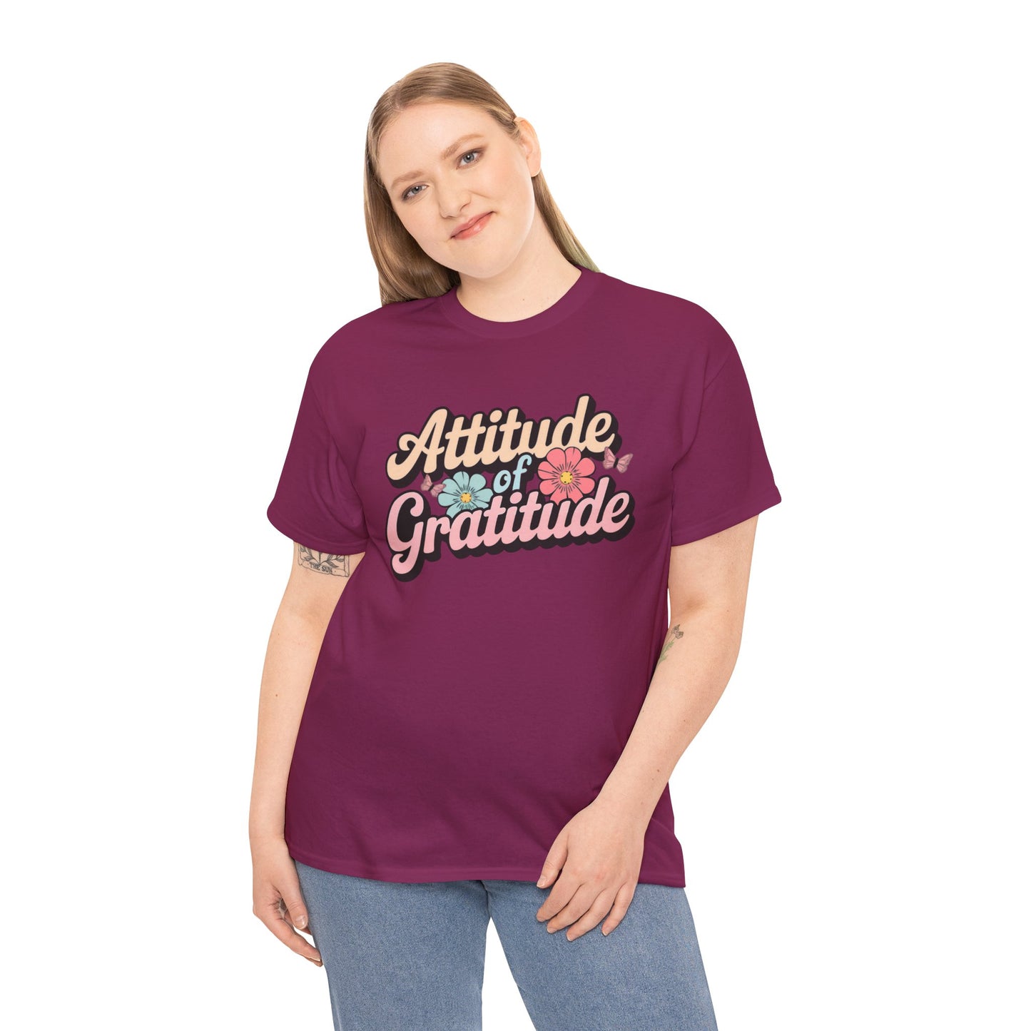 Gratitude Floral Tee - Positive Vibes Shirt - Kim’s Signature Beauty & Accessories (Store description)