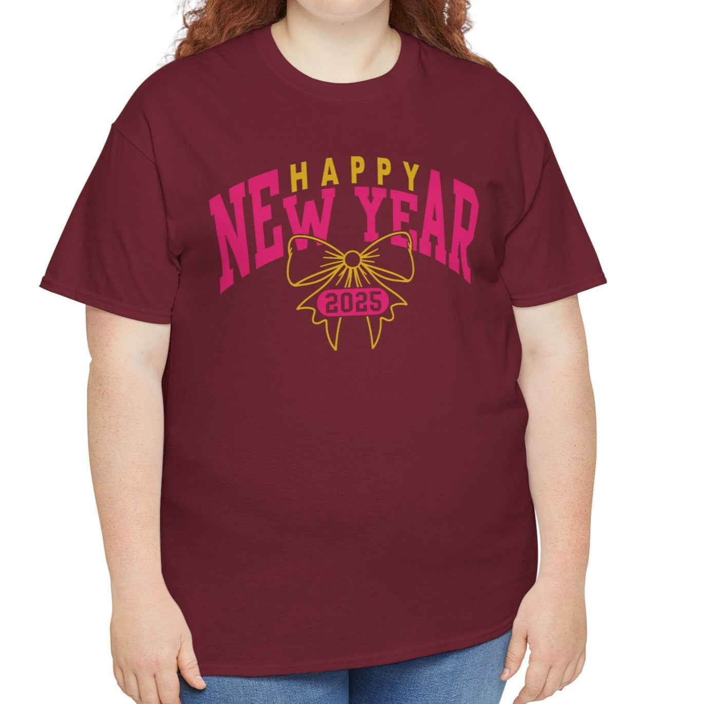 Happy New Year 2025 Bow Cotton Tee - Kim’s Signature Beauty & Accessories (Store description)