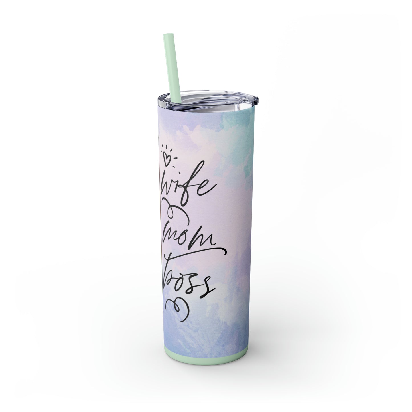 Wife, Mom, Boss | Skinny Tumbler with Straw, 20oz - Kim’s Signature Beauty & Accessories (Store description)
