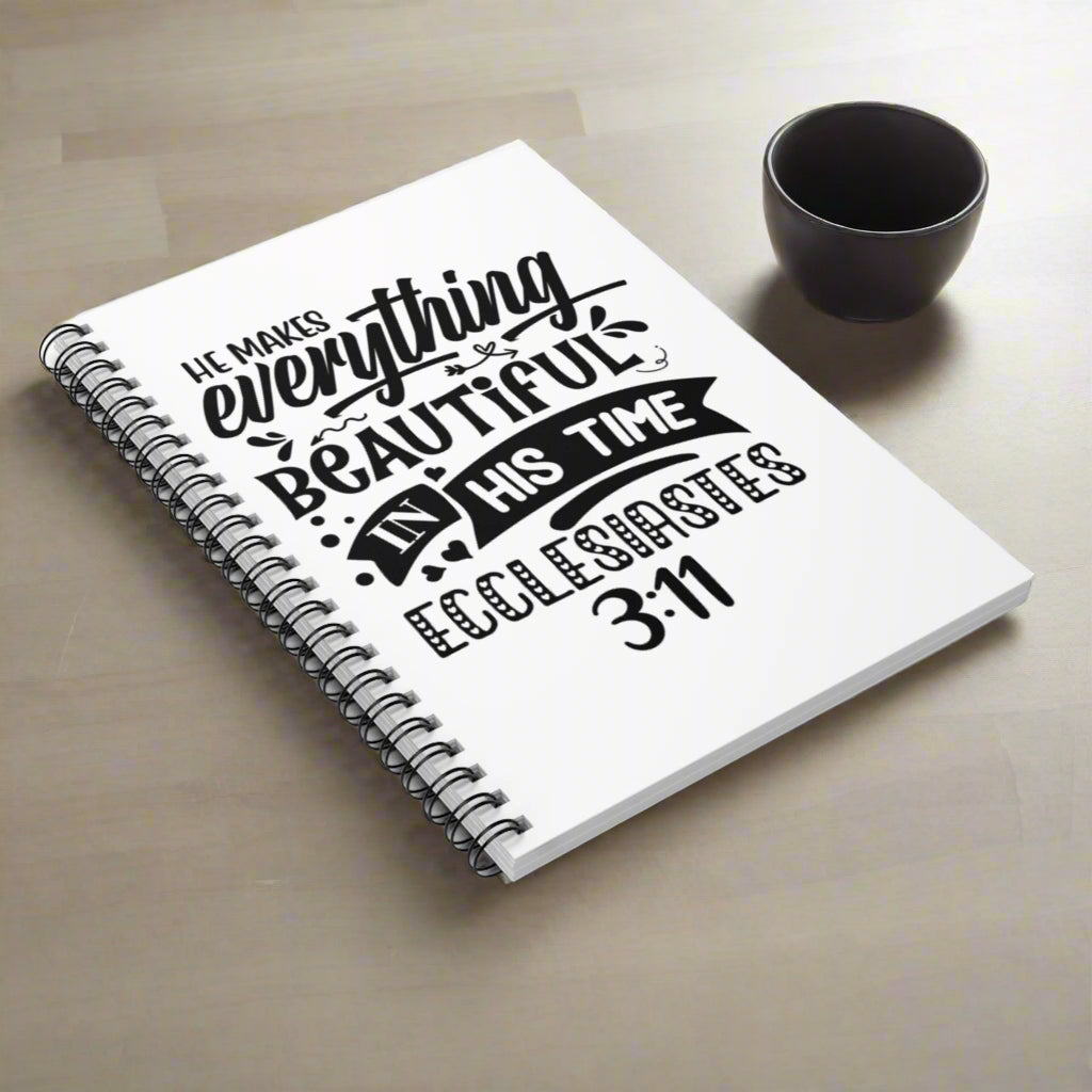 He Makes Everything Beautiful, Ecclesiastes 3:11 Spiral Notebook - Kim’s Signature Beauty & Accessories (Store description)