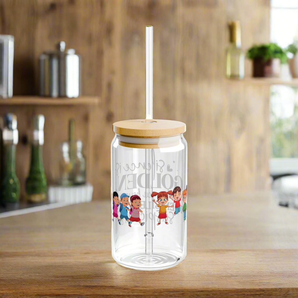Silence is Golden Sipper Glass, 16oz - Kim’s Signature Beauty & Accessories (Store description)