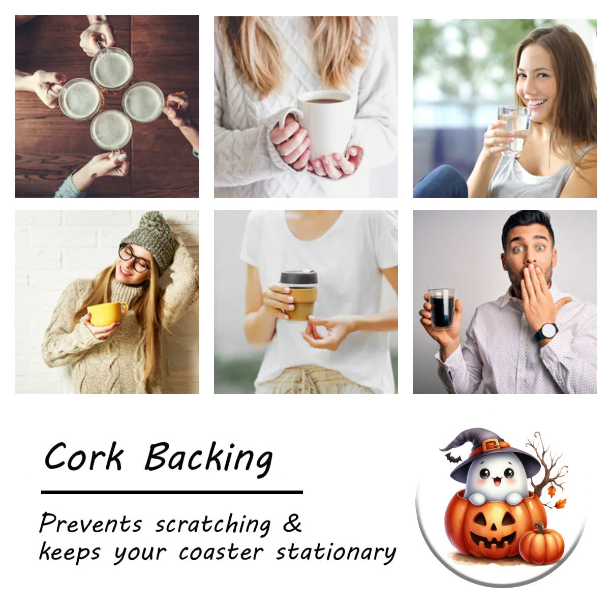 Ghostly Popup Pumpkin Coasters - Kim’s Signature Beauty & Accessories (Store description)