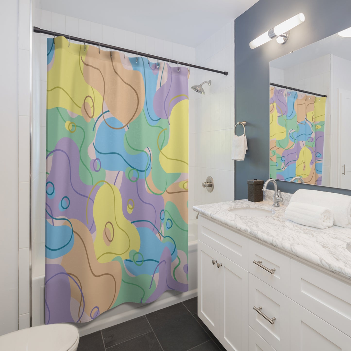 Circular Motion | Shower Curtain - Kim’s Signature Beauty & Accessories (Store description)