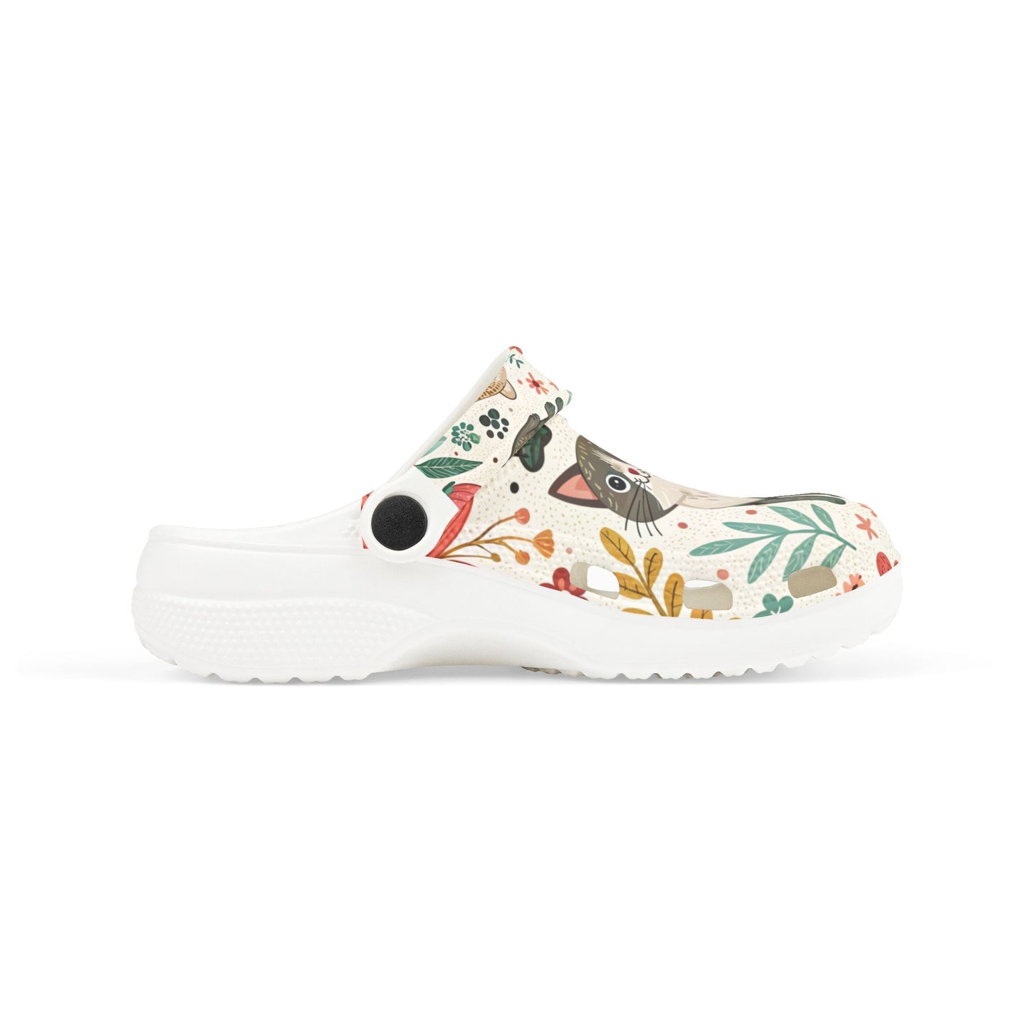 Whimsical Cat Print Kids' Clogs - Fun, Colorful Slip-Ons for Playtime - Kim’s Signature Beauty & Accessories (Store description)