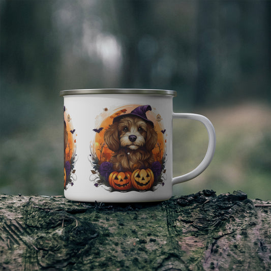 Pumpkins & Pup Enamel Camping Mug - Kim’s Signature Beauty & Accessories