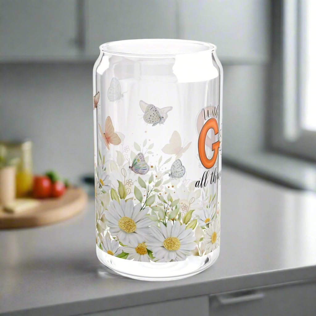 With God, All Things Are Possible Glass Sipper - Kim’s Signature Beauty & Accessories (Store description)
