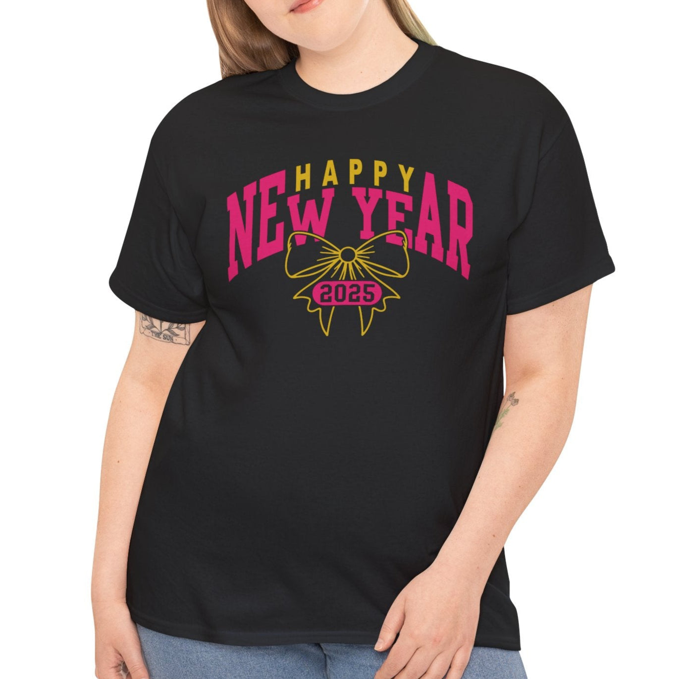 Happy New Year 2025 Bow Cotton Tee - Kim’s Signature Beauty & Accessories (Store description)