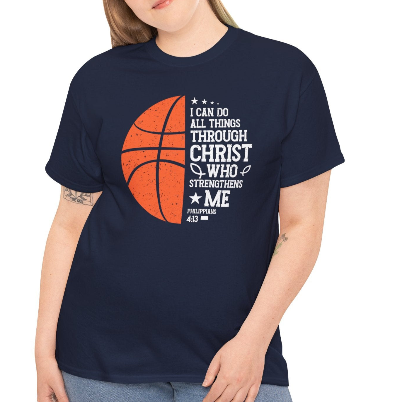 Basketball & Faith Tee – Philippians 4:13 Christian Sports Shirt - Kim’s Signature Beauty & Accessories (Store description)
