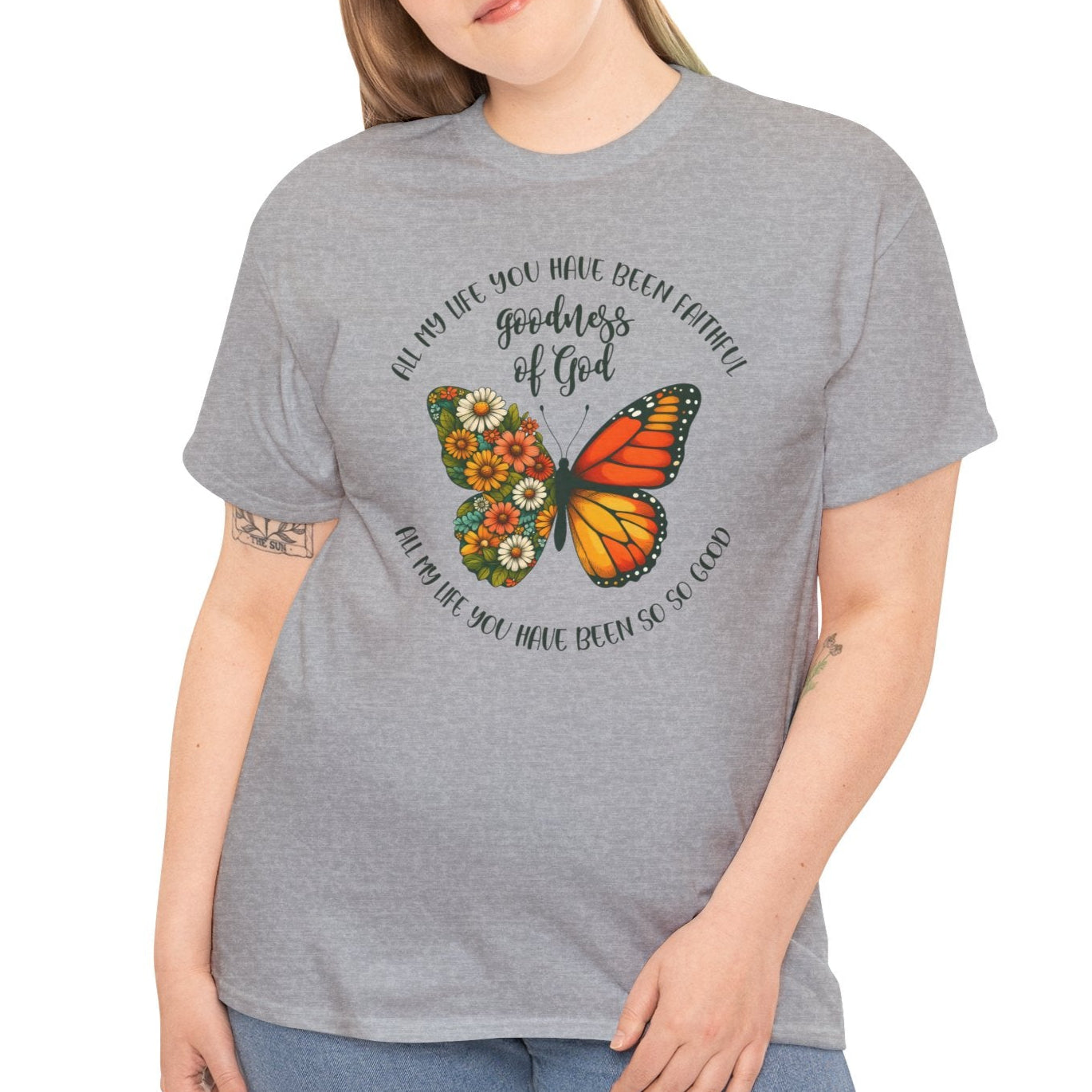 Goodness of God Floral Butterfly Tee - Kim’s Signature Beauty & Accessories (Store description)