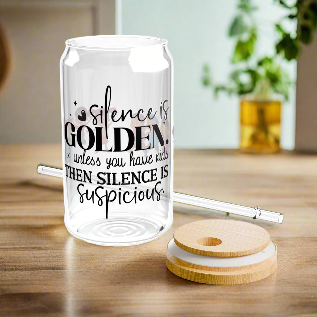Silence is Golden Sipper Glass, 16oz - Kim’s Signature Beauty & Accessories (Store description)