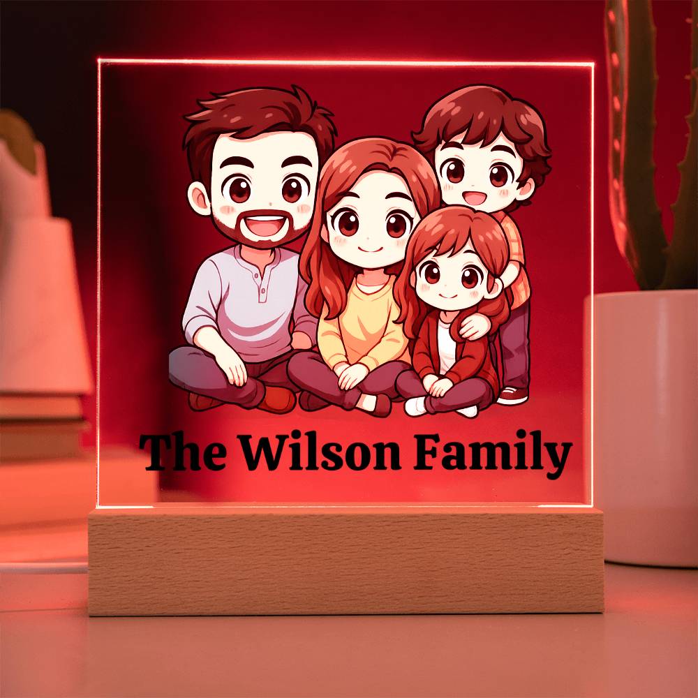 Custom Chibi Family Acrylic Plaque with LED Base - Kim’s Signature Beauty & Accessories