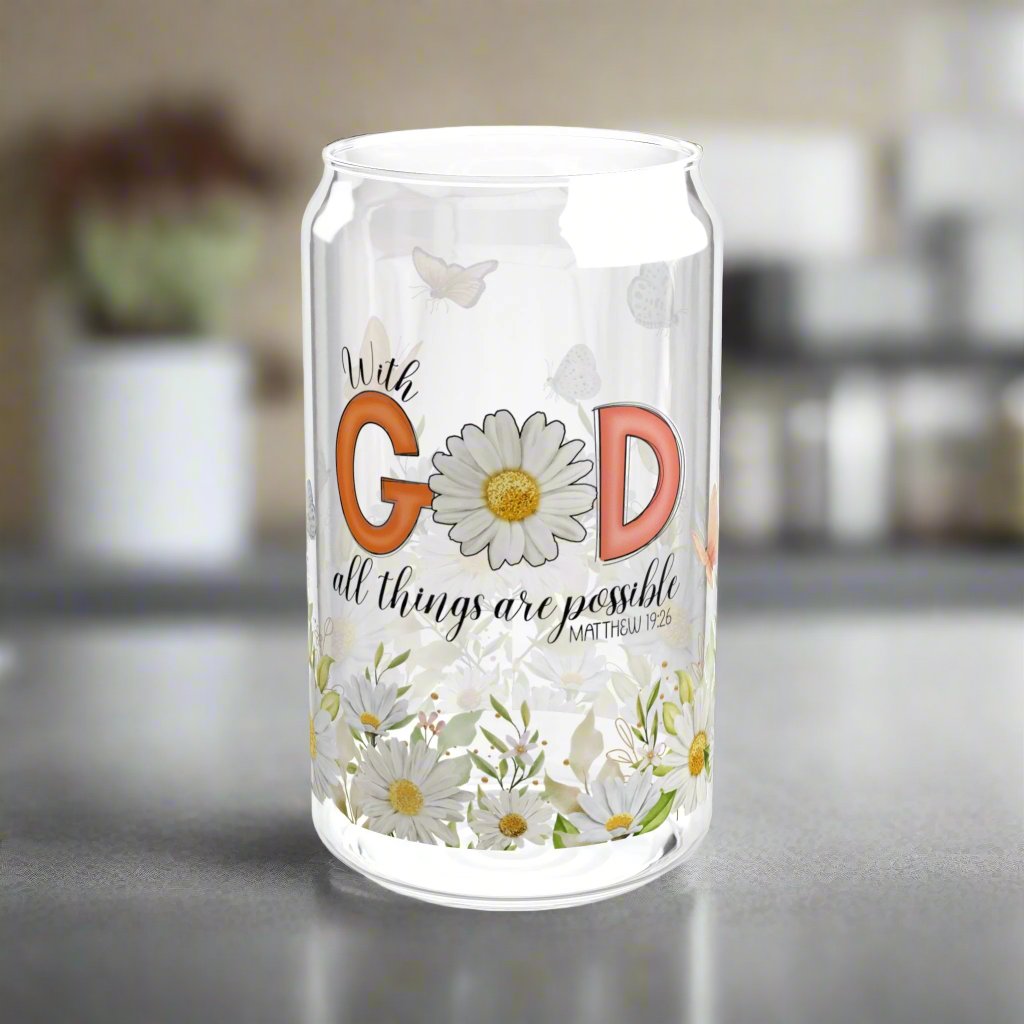 With God, All Things Are Possible Glass Sipper - Kim’s Signature Beauty & Accessories (Store description)