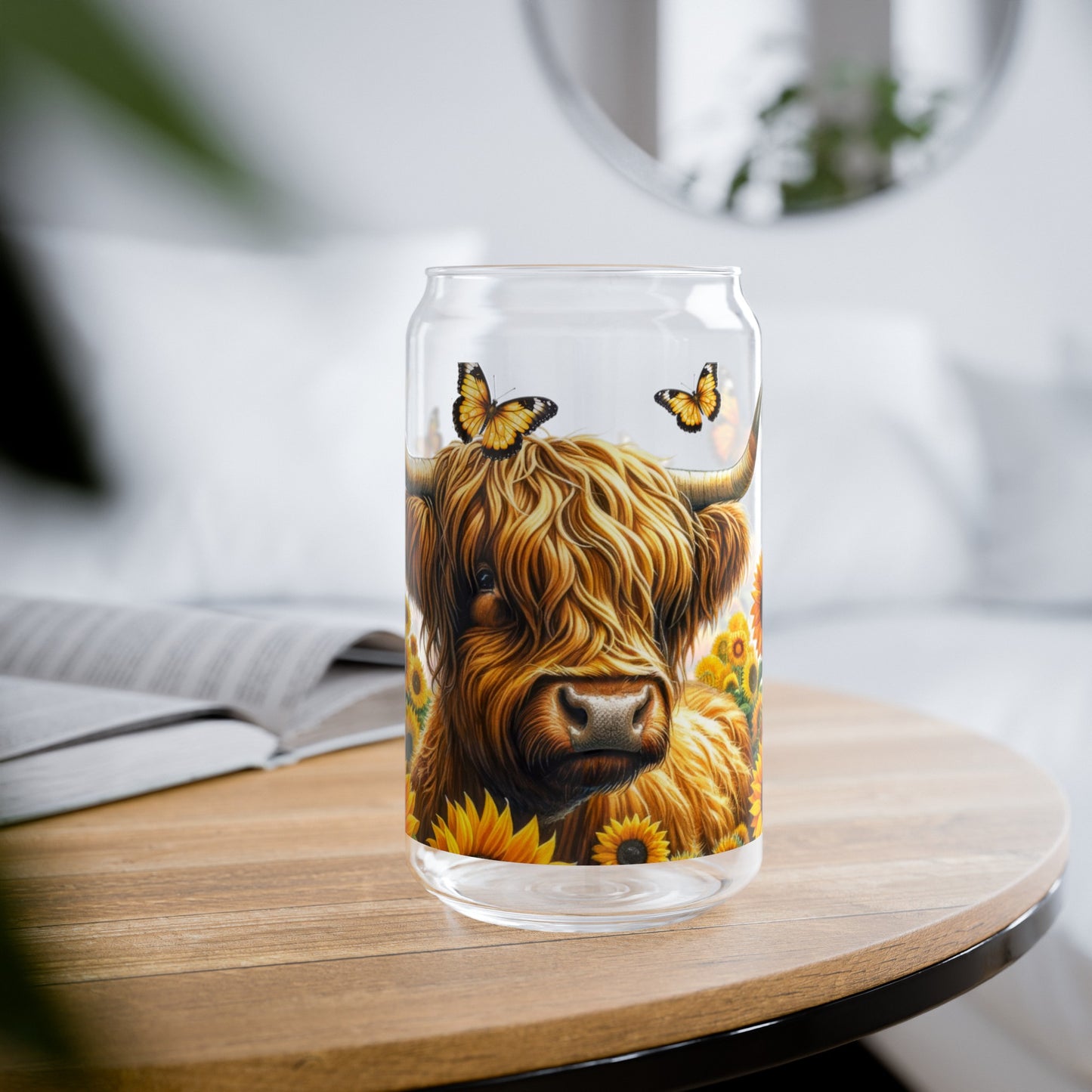 Highland Cow Sipper Glass - Kimās Signature Beauty & Accessories