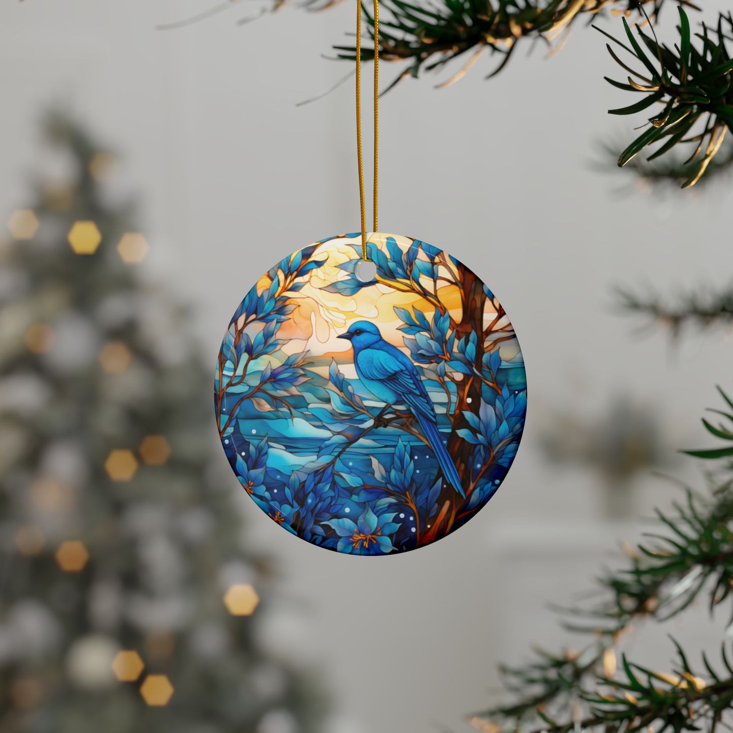 Blue Bird Ceramic Ornaments, 2-Side Print - Kim’s Signature Beauty & Accessories