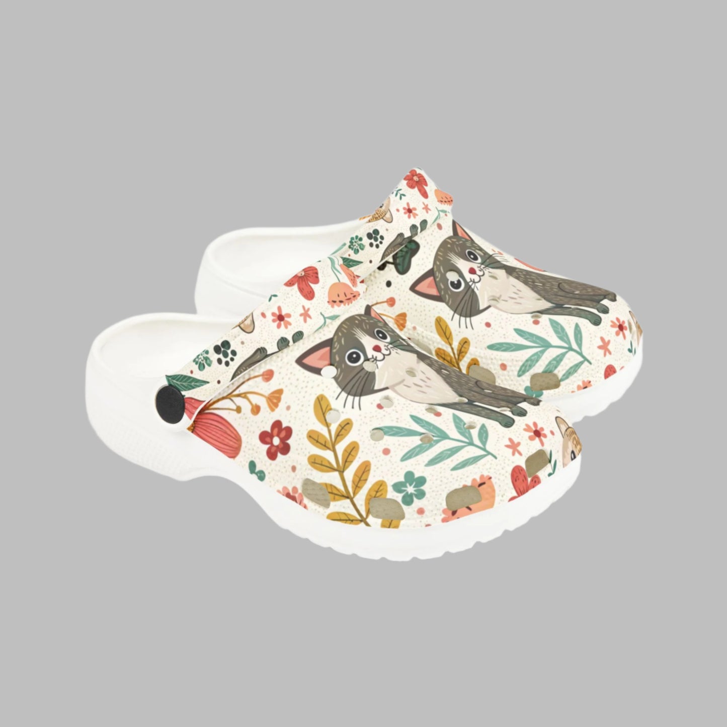 Whimsical Cat Print Kids' Clogs - Fun, Colorful Slip-Ons for Playtime - Kim’s Signature Beauty & Accessories (Store description)
