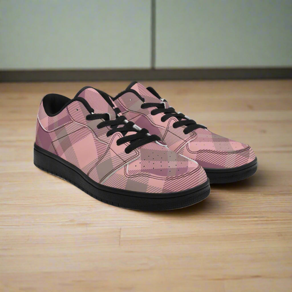 Blush Plaid Sneakers –Streetwear with Comfort & Style - Kim’s Signature Beauty & Accessories
