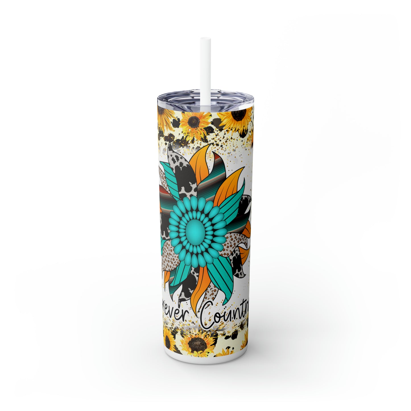 Forever Country | Skinny Tumbler with Straw, 20oz - Kim’s Signature Beauty & Accessories