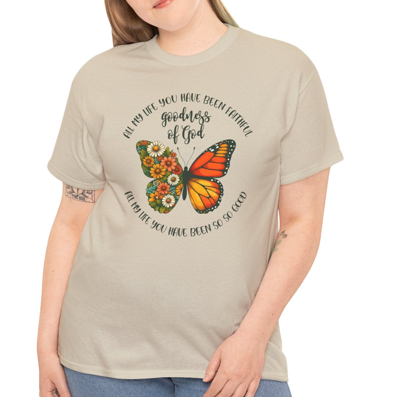 Goodness of God Floral Butterfly Tee - Kim’s Signature Beauty & Accessories (Store description)