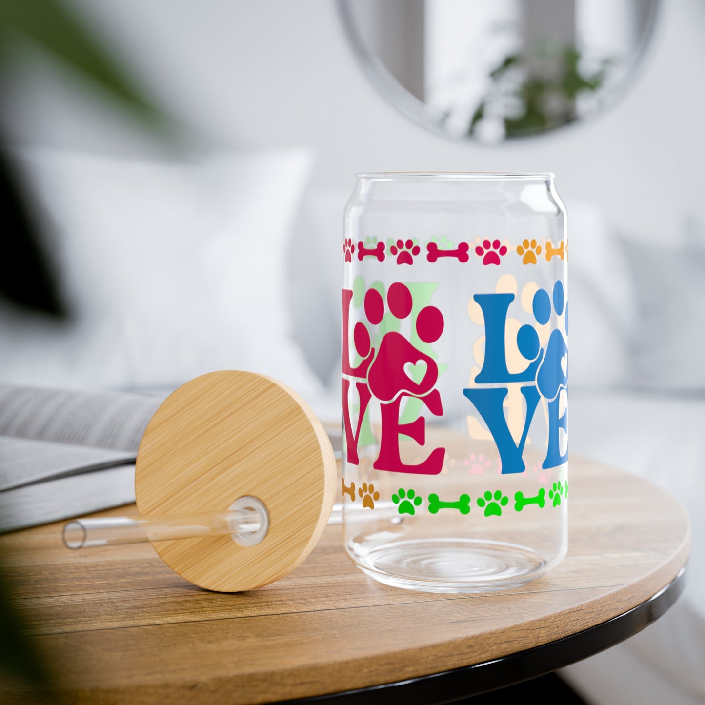 Dog Love Sipper Glass, 16oz - Kim’s Signature Beauty & Accessories