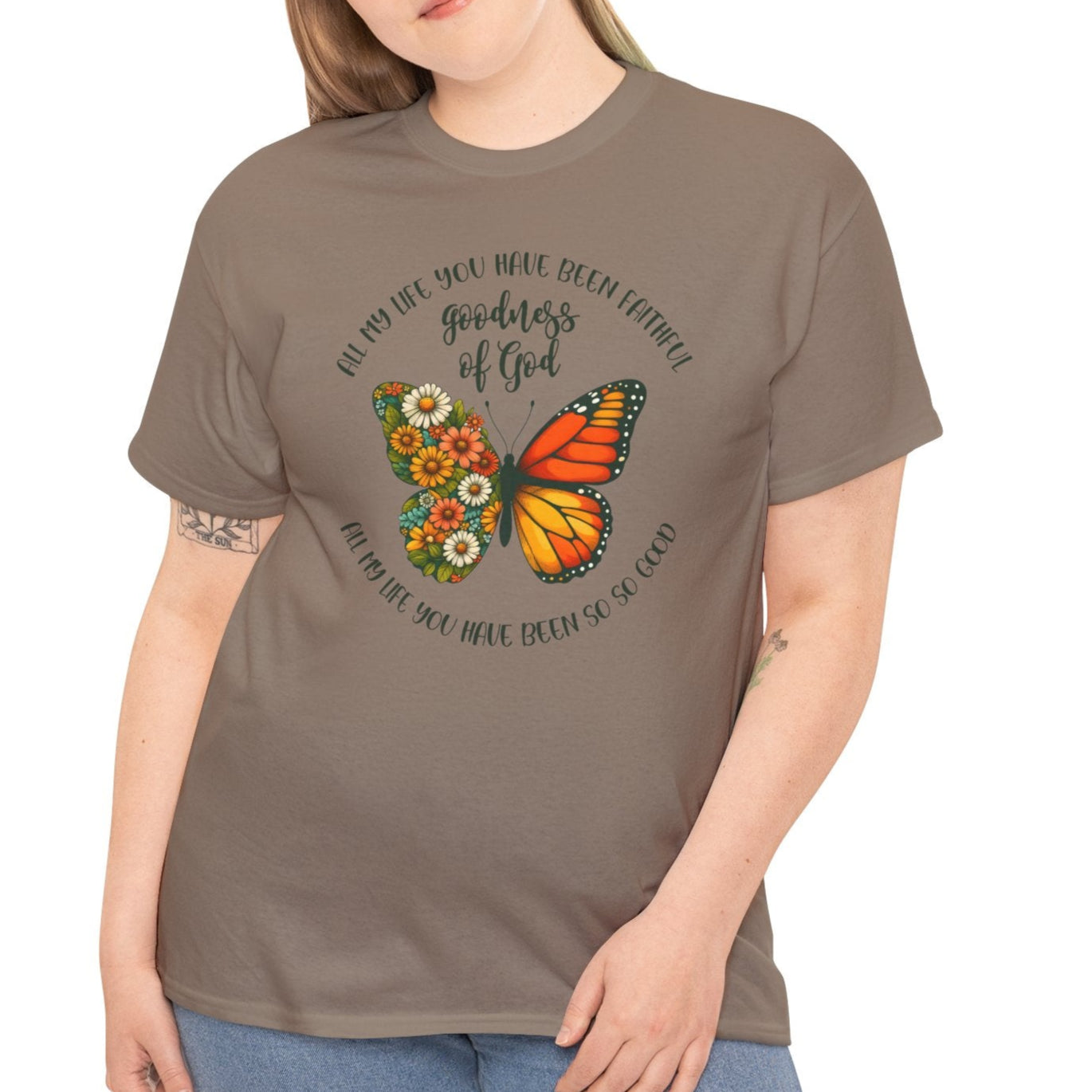 Goodness of God Floral Butterfly Tee - Kim’s Signature Beauty & Accessories (Store description)