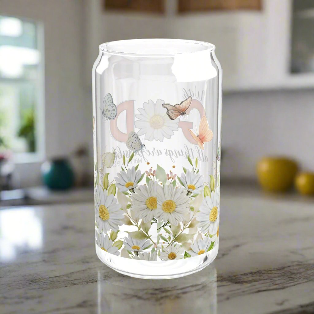 With God, All Things Are Possible Glass Sipper - Kim’s Signature Beauty & Accessories (Store description)