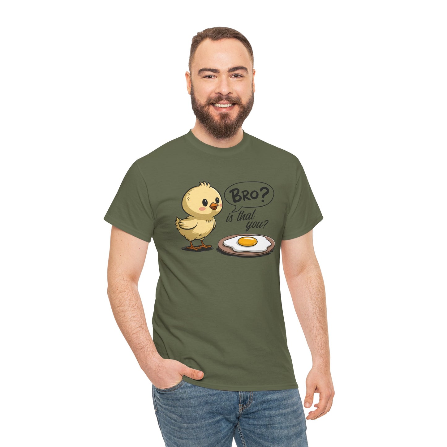 Funny Chick Tee - "Bro? Is That You?" - Unisex Heavy Cotton T-Shirt for Bird Lovers, Casual Wear, Gift Idea, Easter, Humor - Kim’s Signature Beauty & Accessories (Store description)