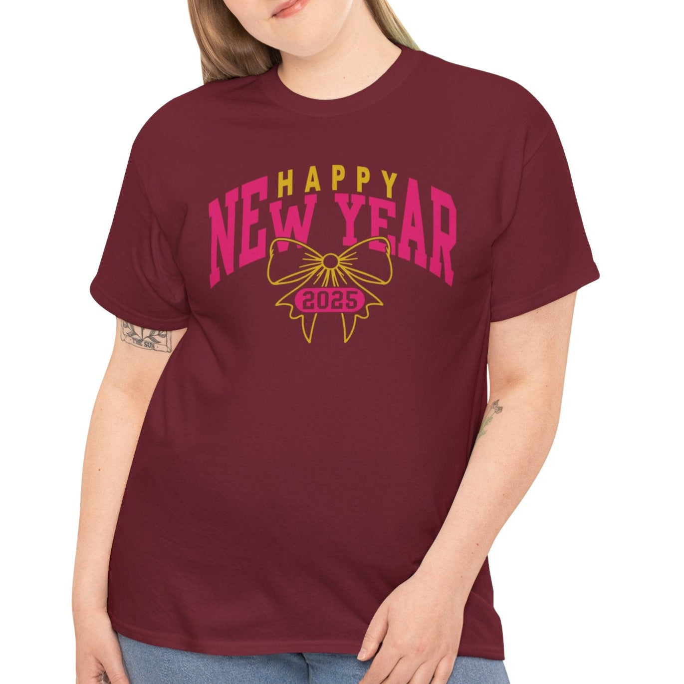 Happy New Year 2025 Bow Cotton Tee - Kim’s Signature Beauty & Accessories (Store description)
