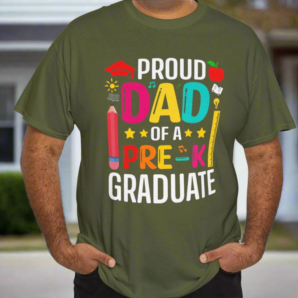 Proud Pre K Grad Dad Cotton Tee - Kim’s Signature Beauty & Accessories