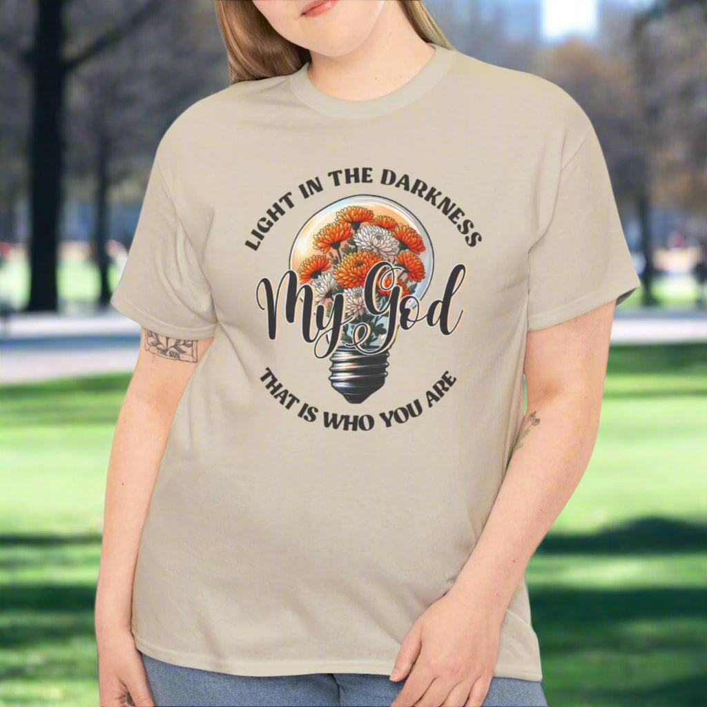 Light in the Darkness Floral Lightbulb Tee – Faith & Inspiration - Kim’s Signature Beauty & Accessories (Store description)