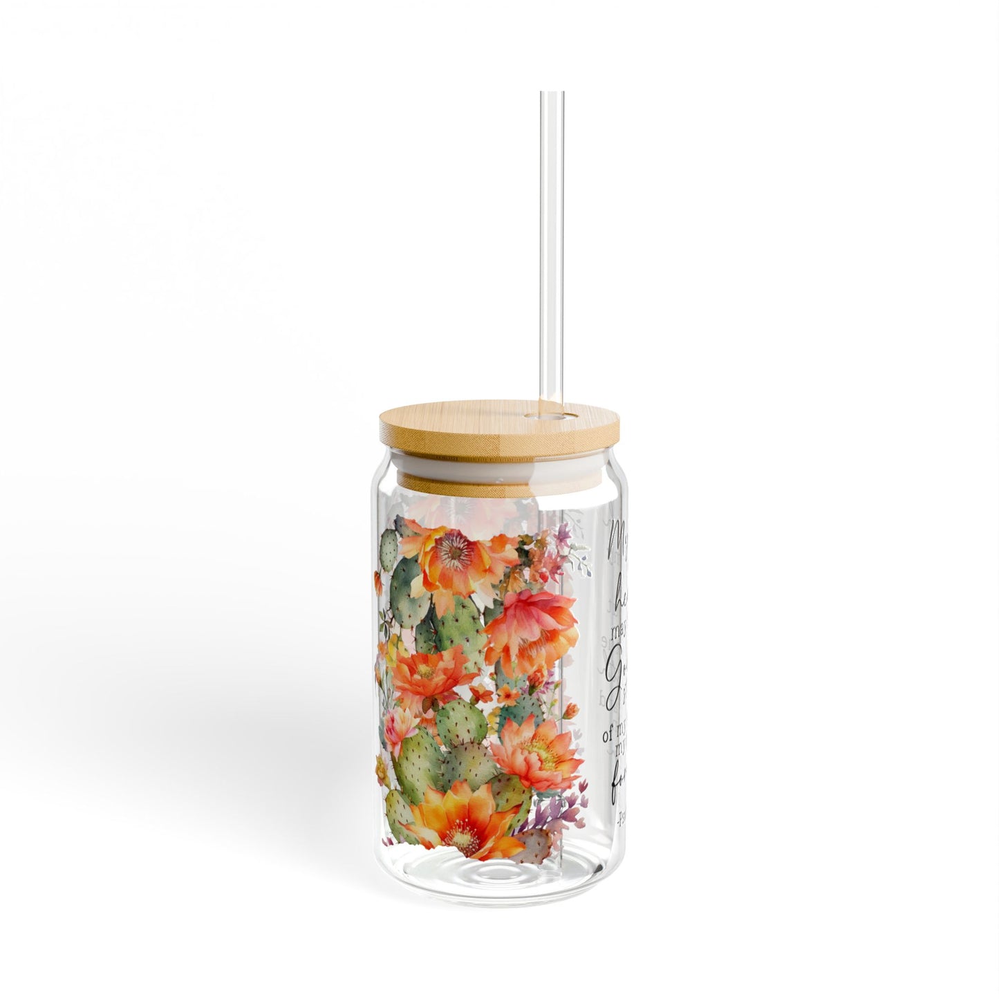Psalm 73:26 Floral Sipper Glass- 16oz - Kim’s Signature Beauty & Accessories (Store description)