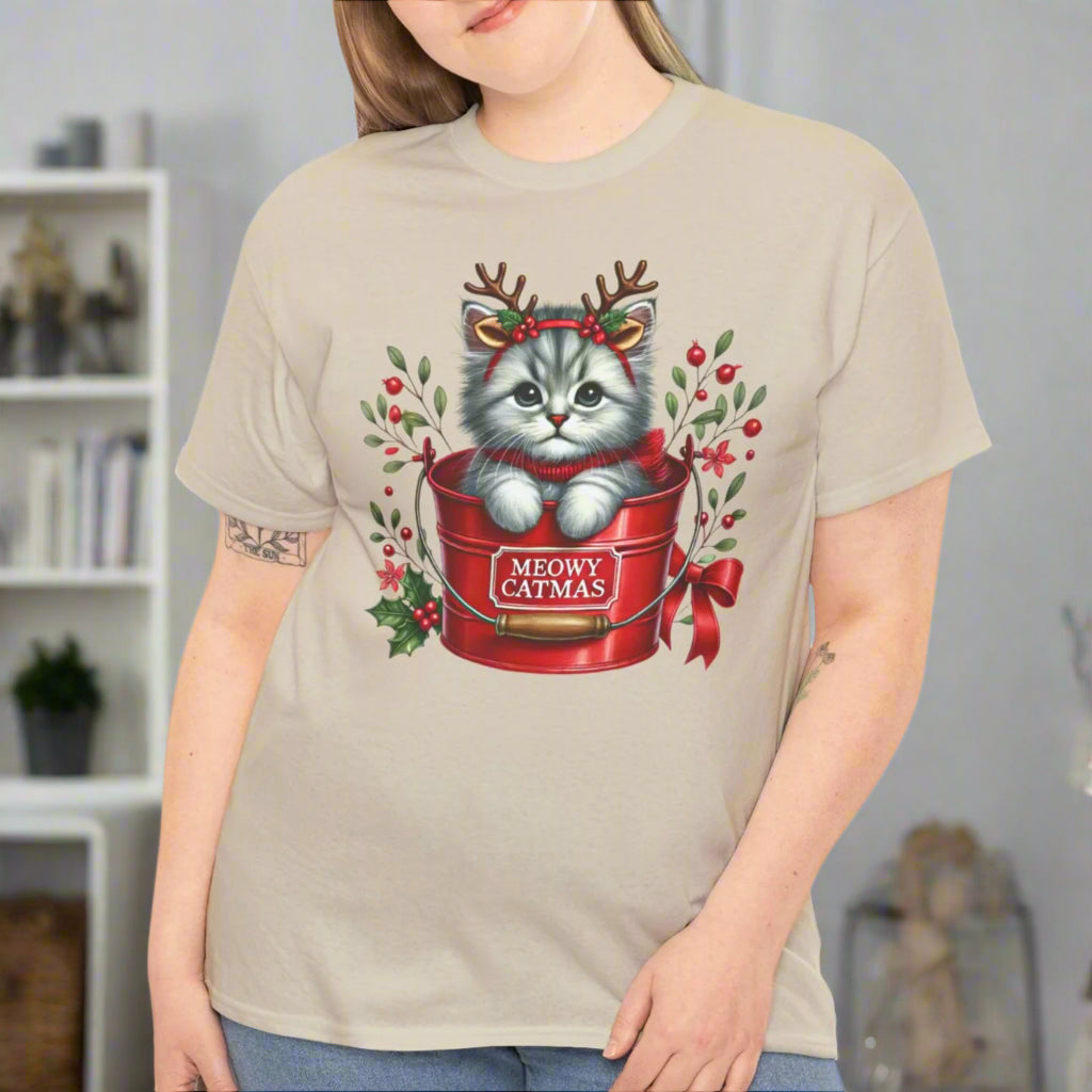 Meowy Catmas – Cute Christmas Cat Tee - Kim’s Signature Beauty & Accessories