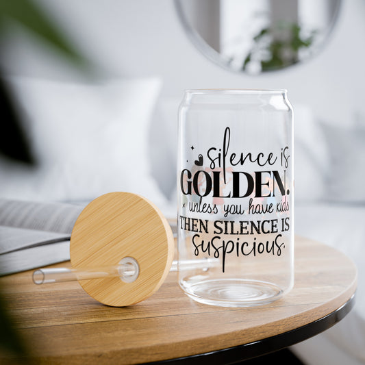 Silence is Golden Sipper Glass, 16oz - Kim’s Signature Beauty & Accessories