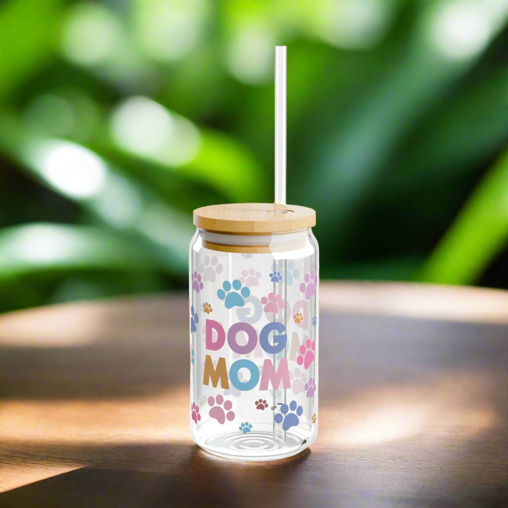 Dog Mom Colorful Pet Paws Sipper Glass - Kim’s Signature Beauty & Accessories