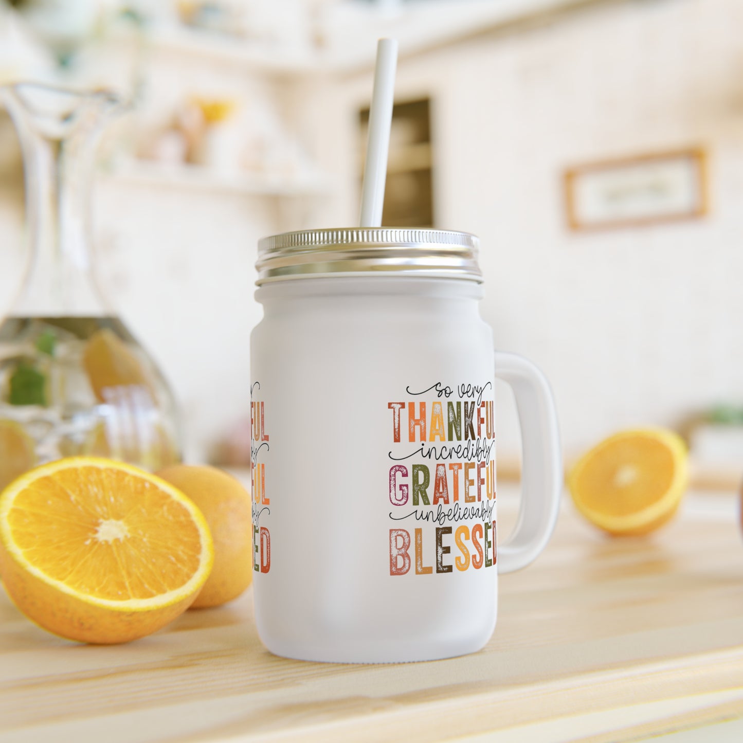 Thankful, Greatful, Blessed Mason Jar - Kim’s Signature Beauty & Accessories