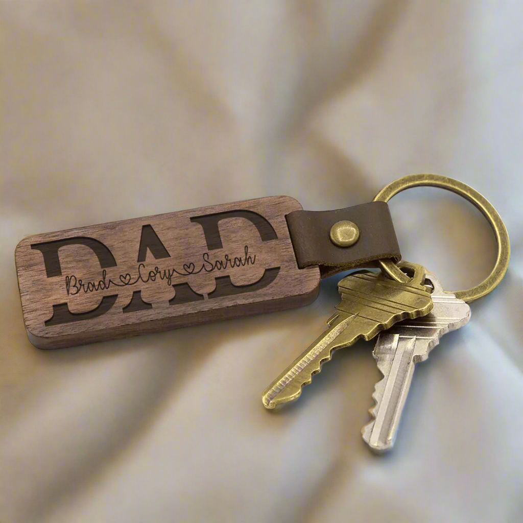 Personalized Dad Wooden Keychain – Custom Engraved Gift - Kim’s Signature Beauty & Accessories