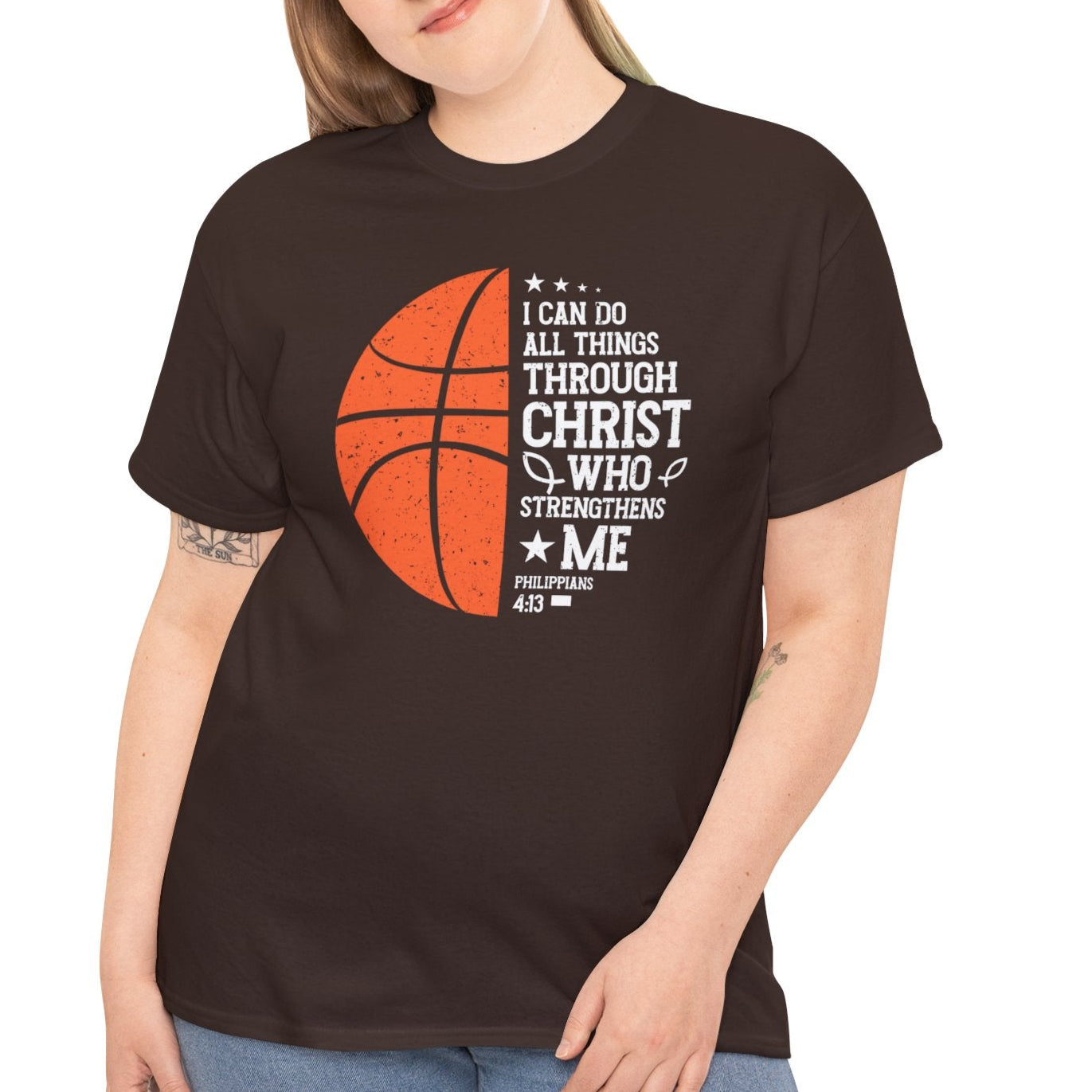 Basketball & Faith Tee – Philippians 4:13 Christian Sports Shirt - Kim’s Signature Beauty & Accessories (Store description)