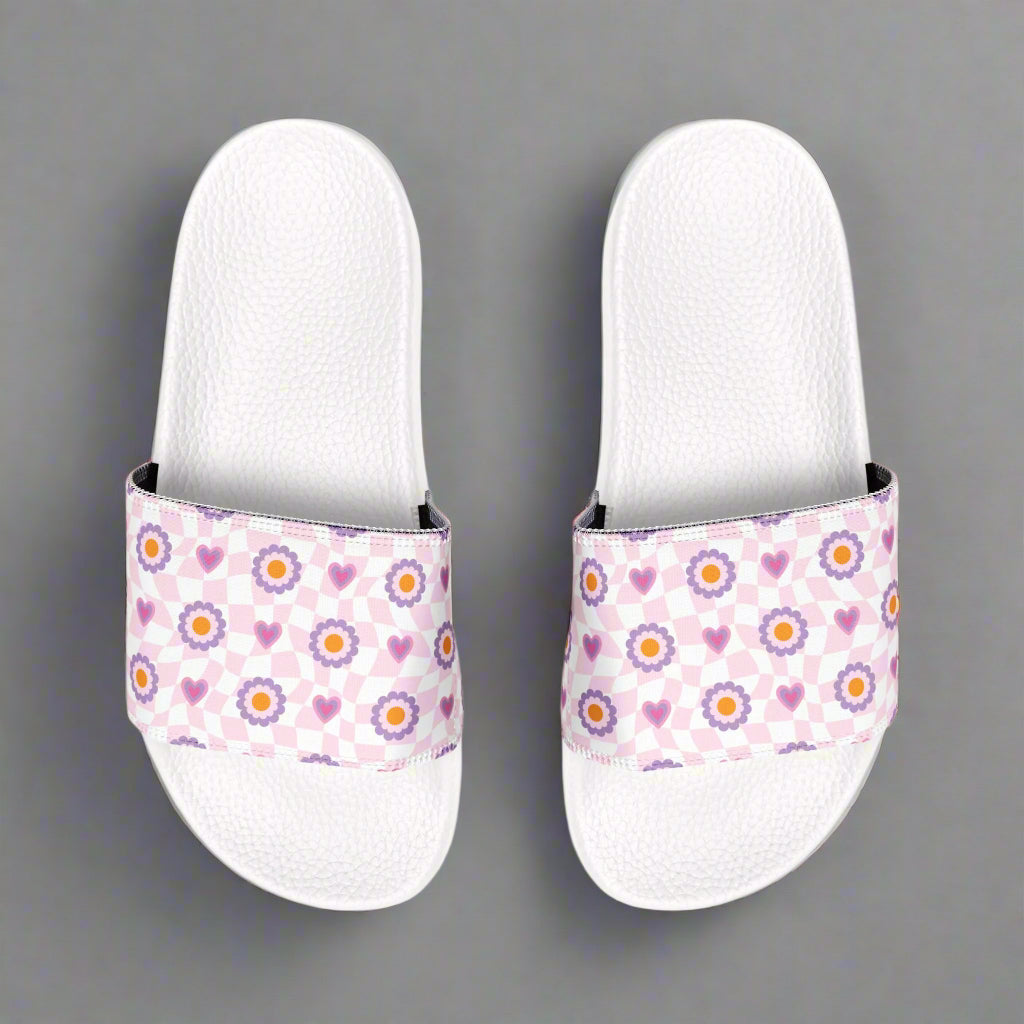 Youth Checkered Heart Slide Sandals - Kim’s Signature Beauty & Accessories