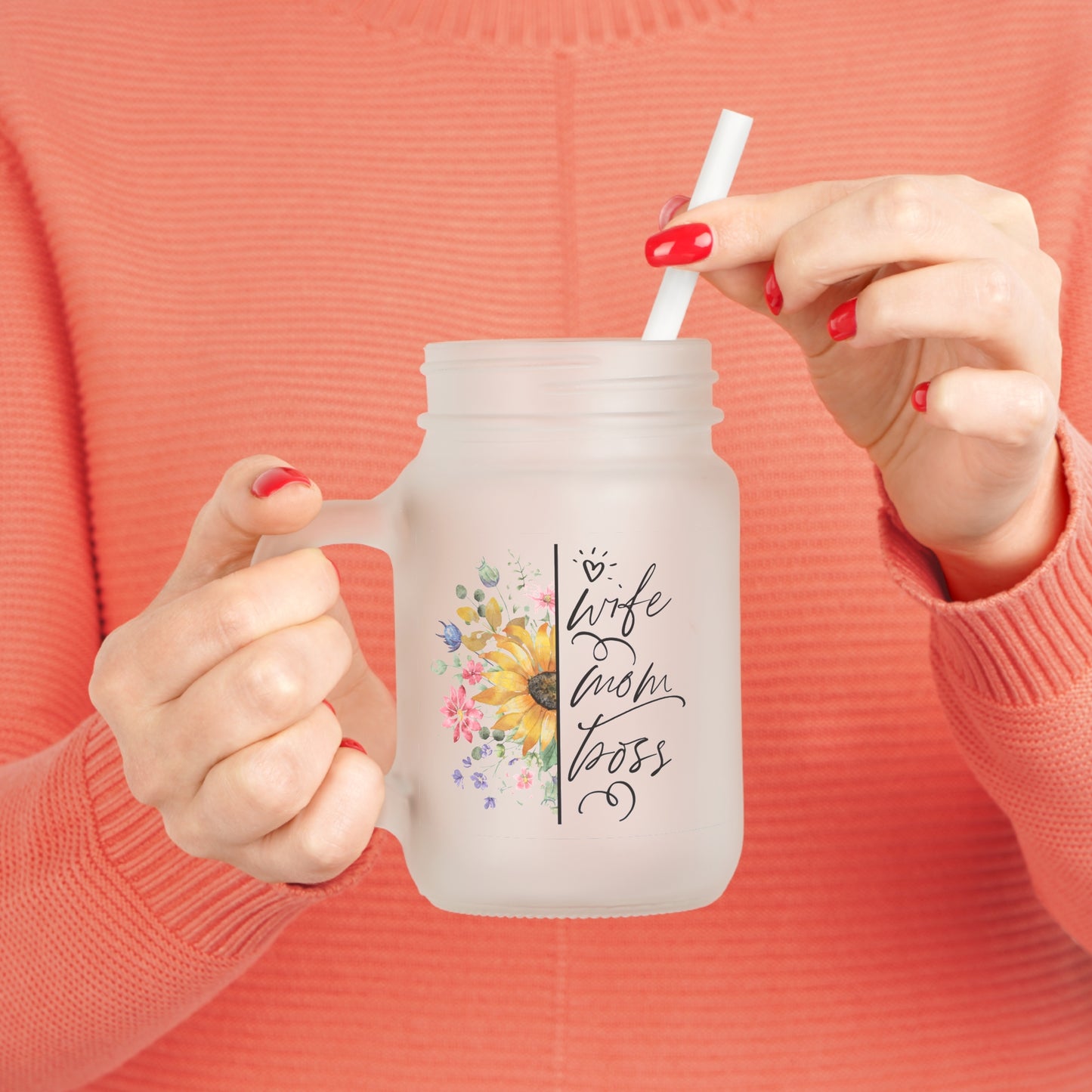 Wife, Mom, Boss Mason Jar - Kim’s Signature Beauty & Accessories