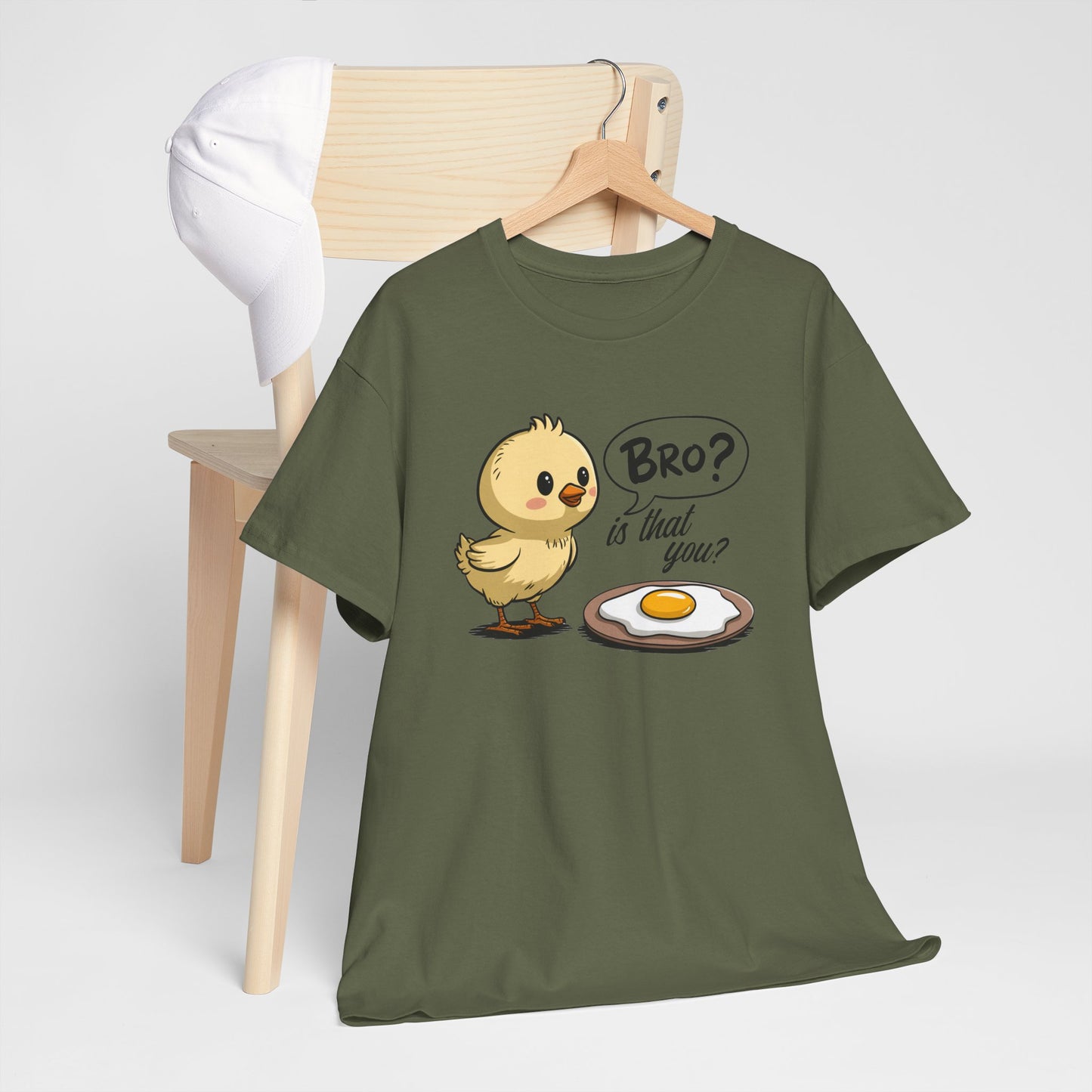 Funny Chick Tee - "Bro? Is That You?" - Unisex Heavy Cotton T-Shirt for Bird Lovers, Casual Wear, Gift Idea, Easter, Humor - Kim’s Signature Beauty & Accessories (Store description)