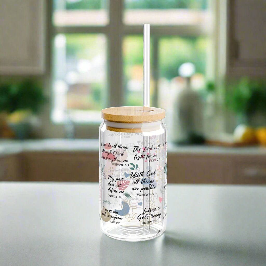Christian Daily Reminders Glass Sipper - Kim’s Signature Beauty & Accessories (Store description)