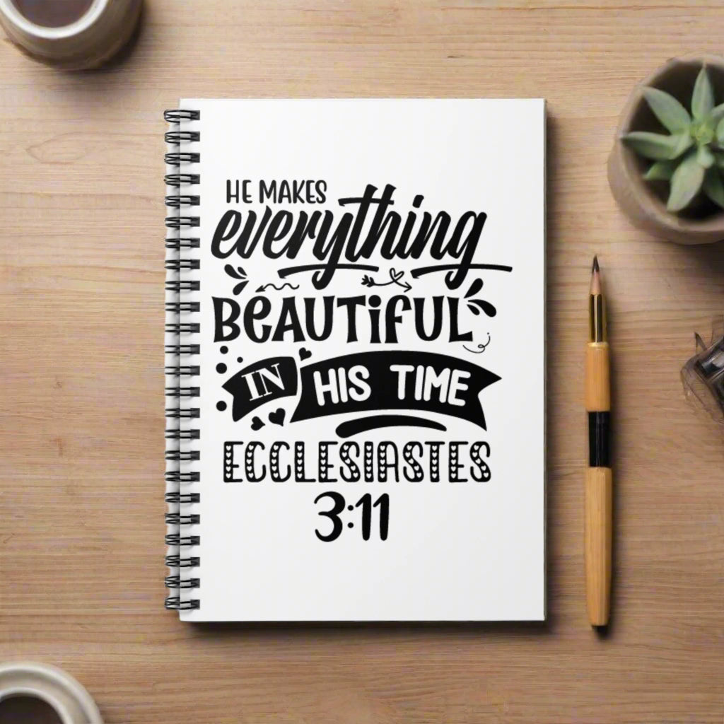 He Makes Everything Beautiful, Ecclesiastes 3:11 Spiral Notebook - Kim’s Signature Beauty & Accessories (Store description)