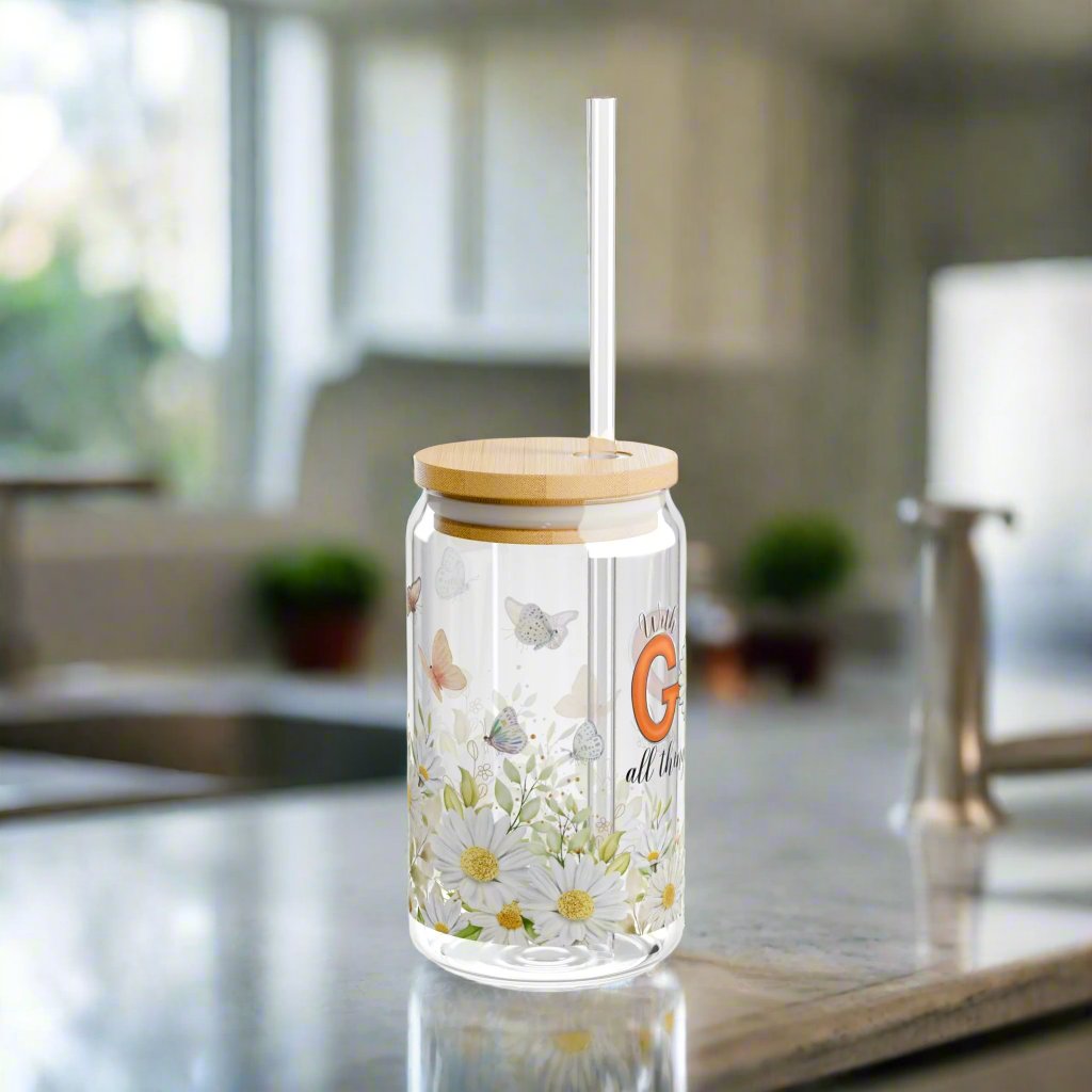 With God, All Things Are Possible Glass Sipper - Kim’s Signature Beauty & Accessories (Store description)
