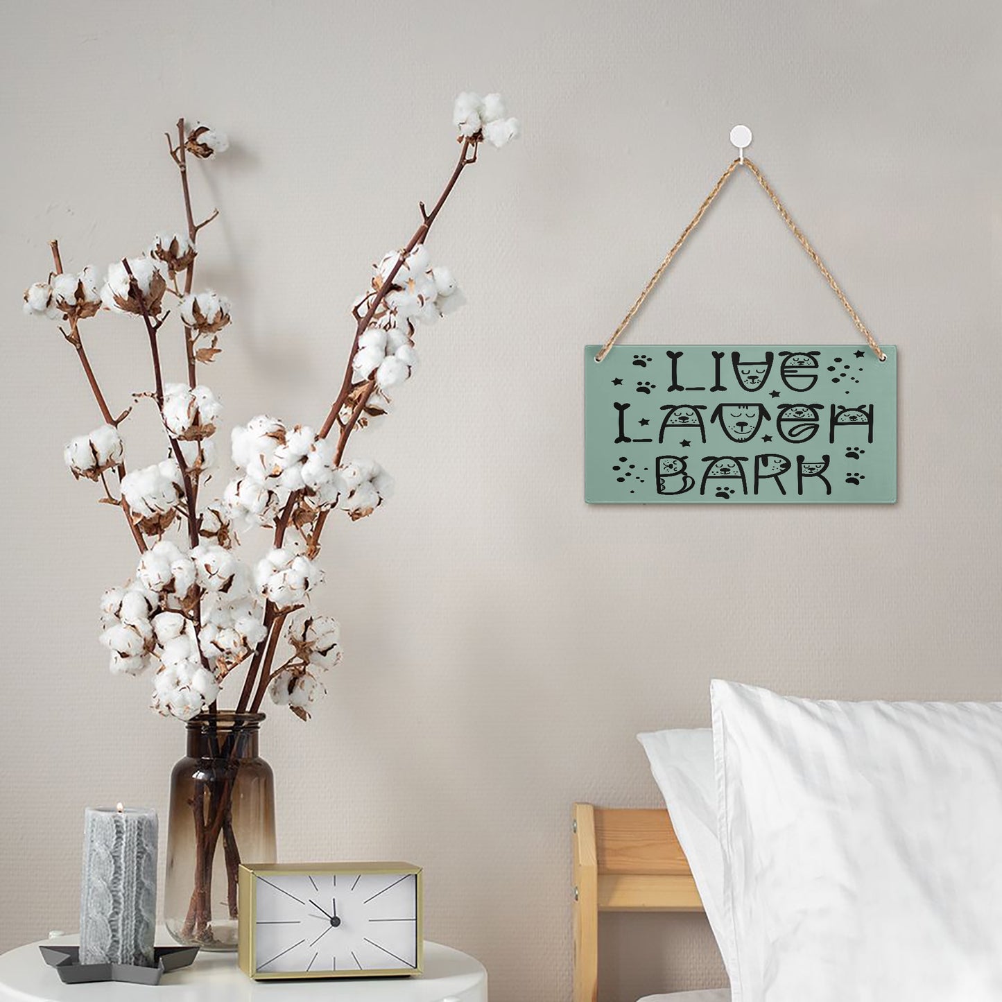 Live Laugh, Bark Wooden Door Plate - Kim’s Signature Beauty & Accessories