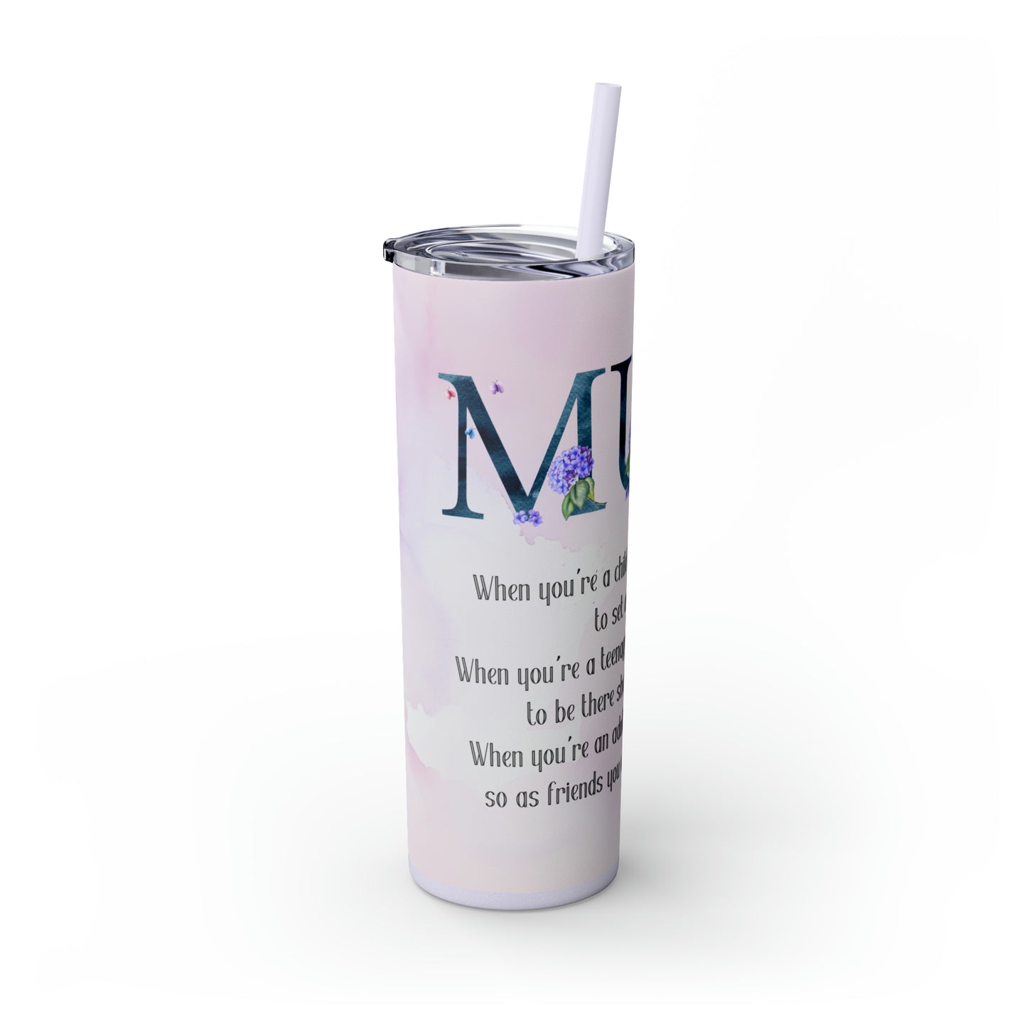 Mum | Skinny Tumbler with Straw, 20oz - Kim’s Signature Beauty & Accessories